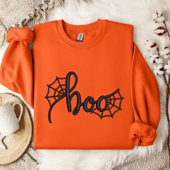 Embroidered Halloween Boo Sweatshirt, Embroidered Halloween Outfit - Picture 1 of 1